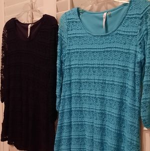 Two Macy's brand lace blouses  ready for the holiday. Wore last Christmas